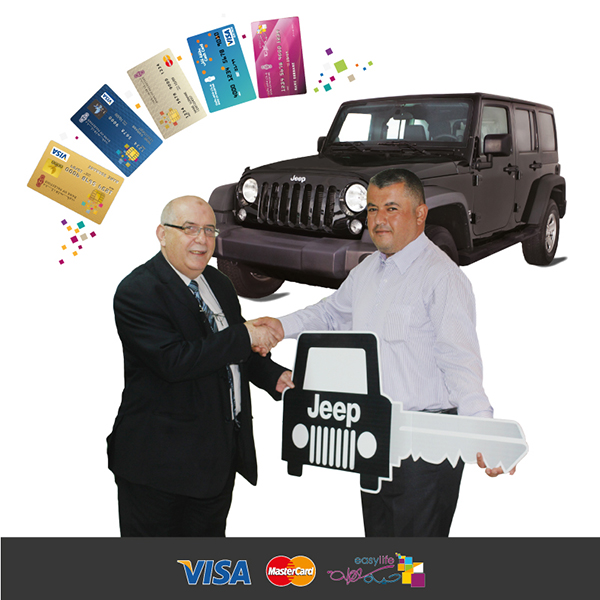 Within “Greater rewards with our cards” campaign, Bank of Palestine draws the winner for the grand prize Jeep Wrangler 2014 and the winner is Ayman Omar Al-Loh from Gaza Strip