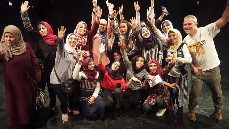 Bank of Palestine sponsors the participation of a delegation from the UNRWA school for girls in Gaza in a drama workshop held at the Hakawati Theater in Jerusalem